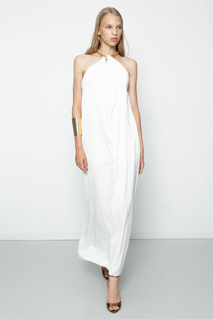BSL Women Chain Detailed Satin Maxi Dress - Chicago