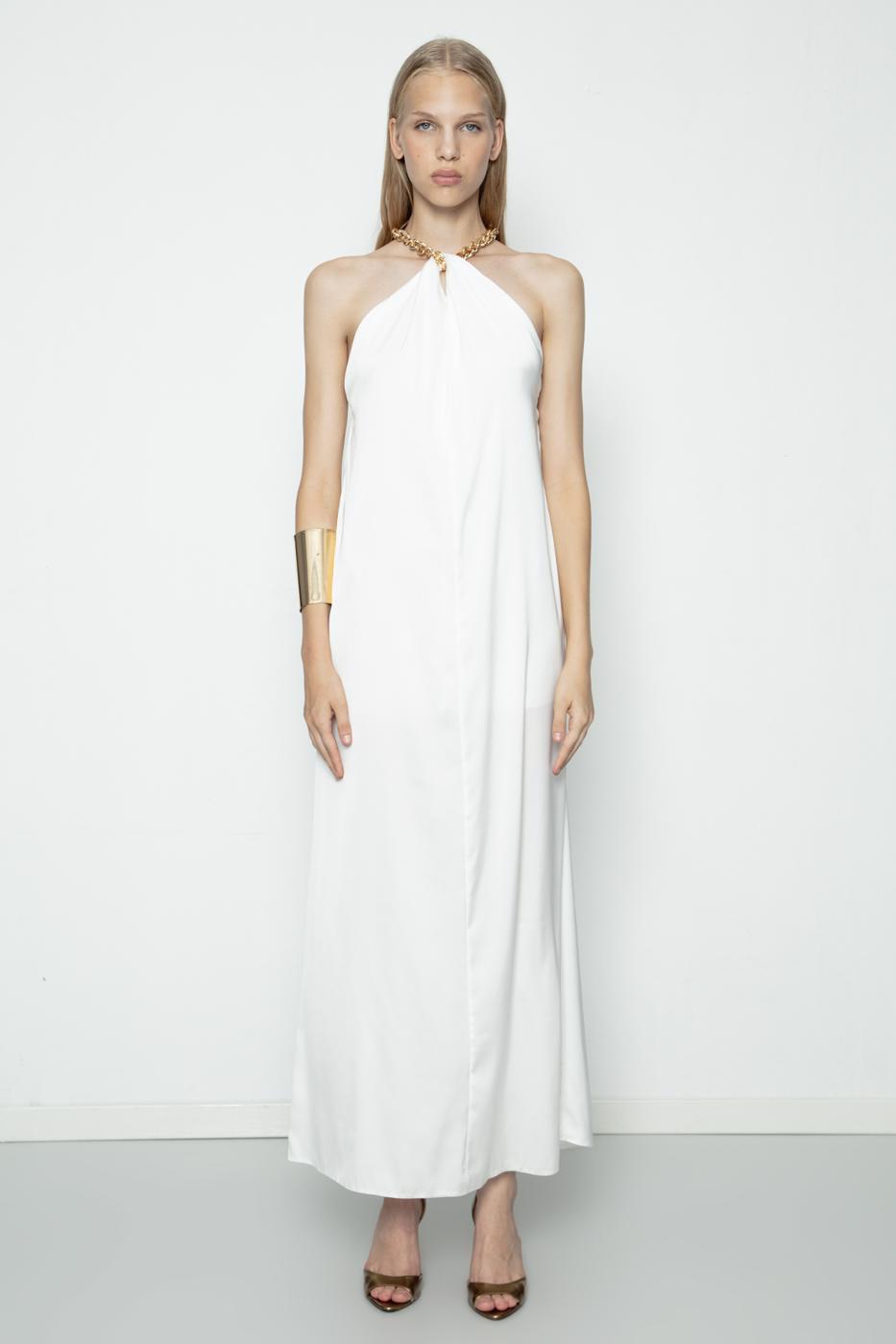BSL Women Chain Detailed Satin Maxi Dress - Chicago