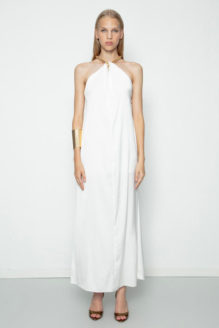 BSL Women Chain Detailed Satin Maxi Dress - Chicago
