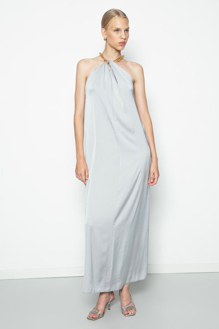 BSL Women Chain Detailed Satin Maxi Dress - Chicago