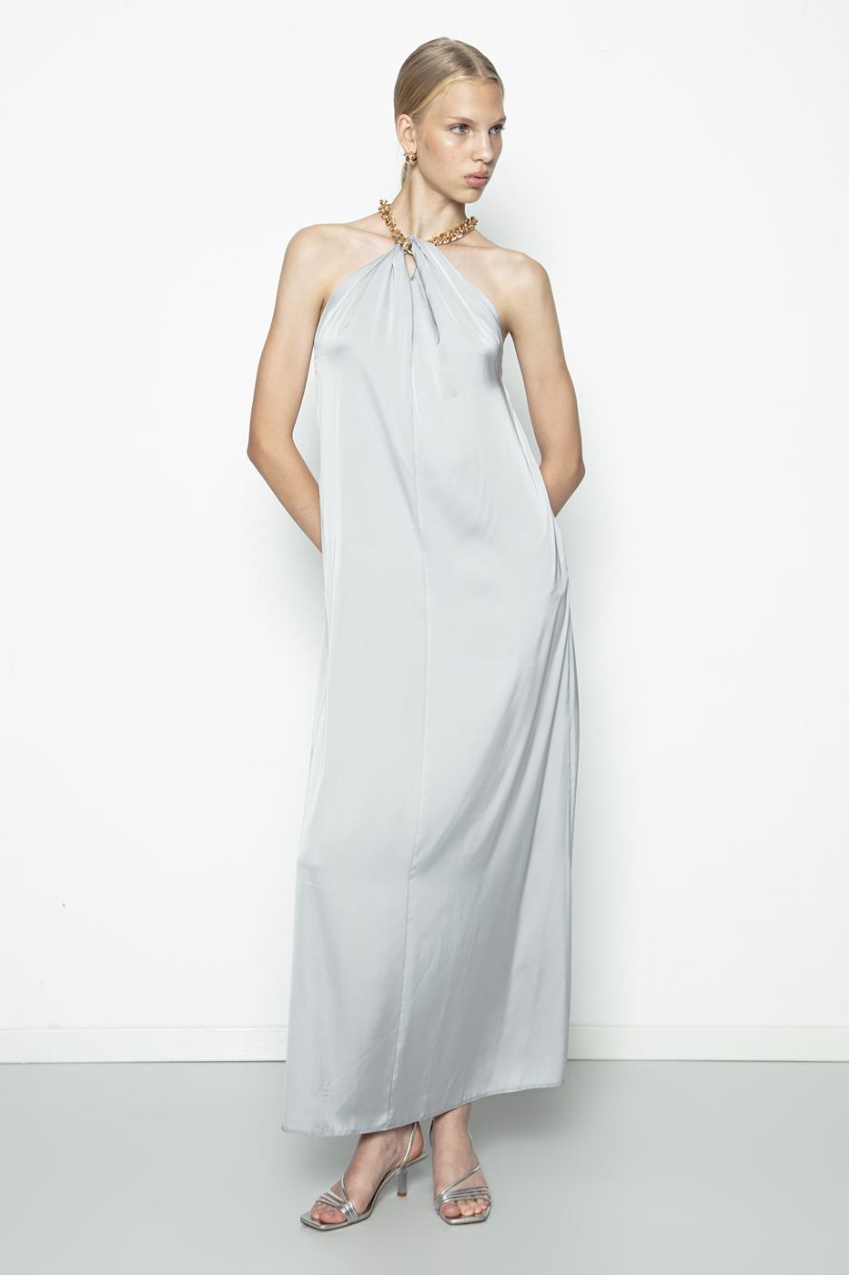 BSL Women Chain Detailed Satin Maxi Dress - Chicago