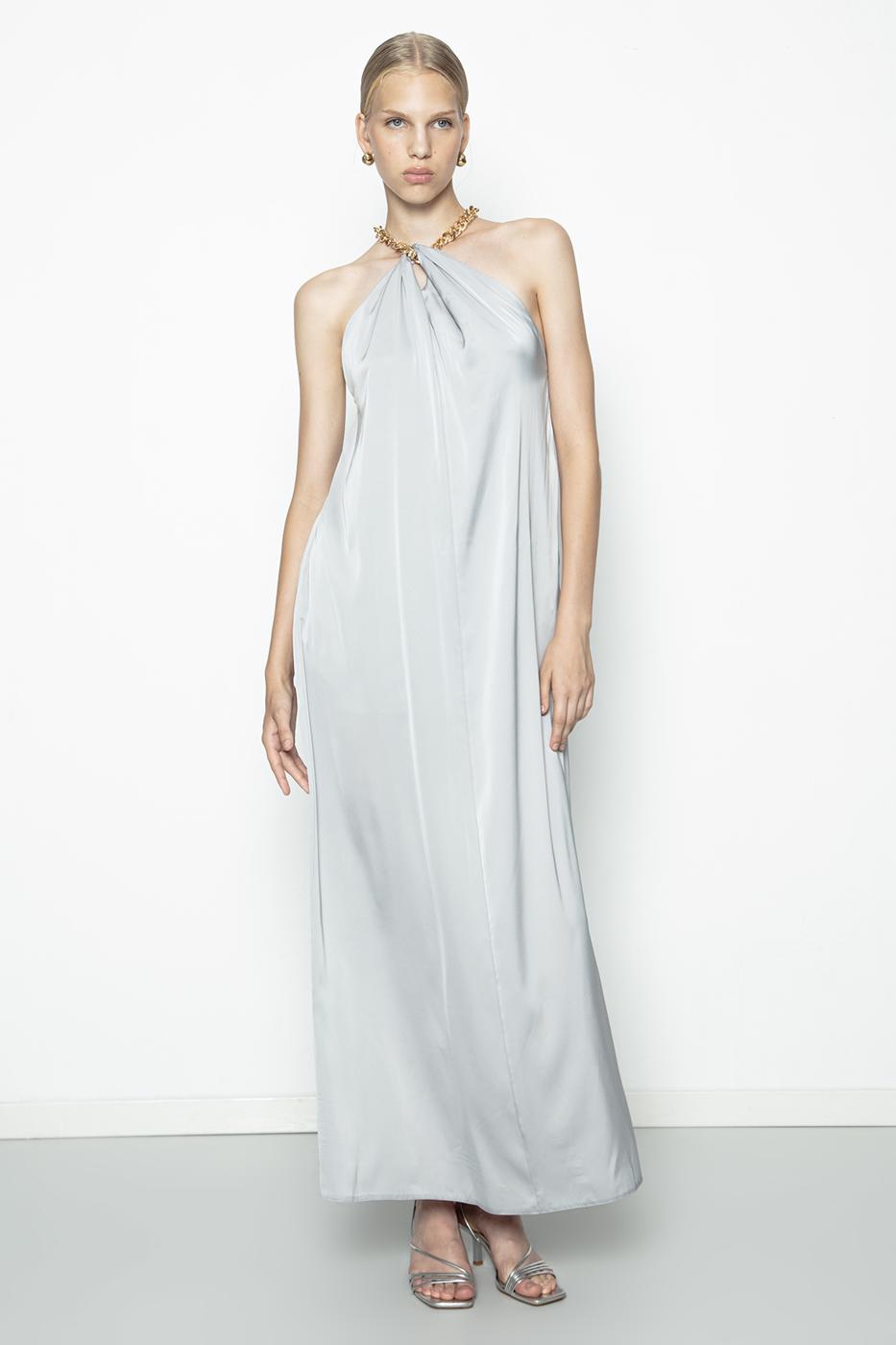 BSL Women Chain Detailed Satin Maxi Dress - Chicago