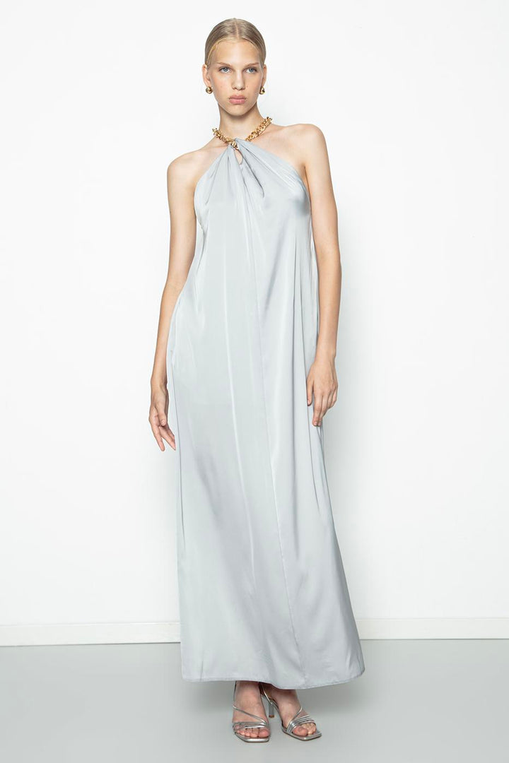 BSL Women Chain Detailed Satin Maxi Dress - Chicago