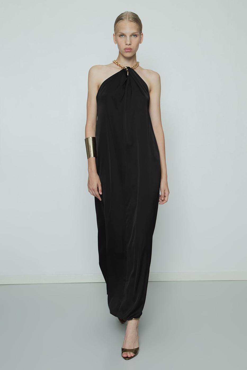 BSL Women Chain Detailed Satin Maxi Dress - Coyotepec