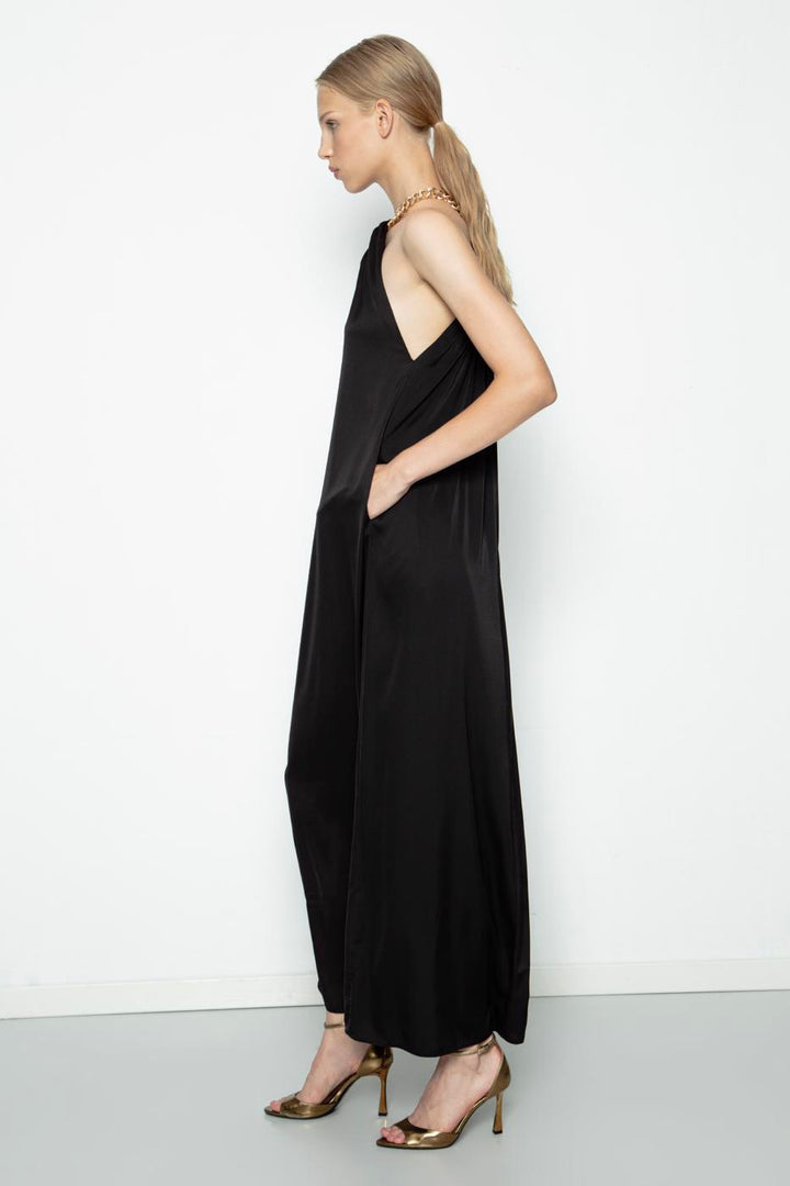 BSL Women Chain Detailed Satin Maxi Dress - Coyotepec