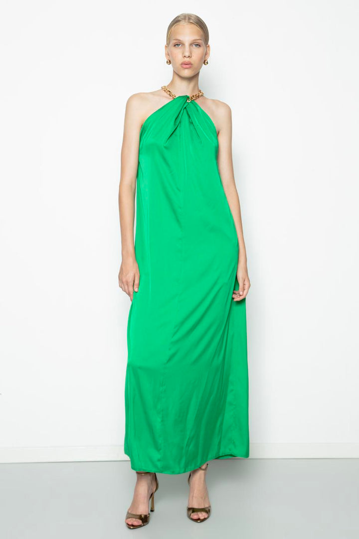 BSL Women Chain Detailed Satin Maxi Dress - Tlapacoyan