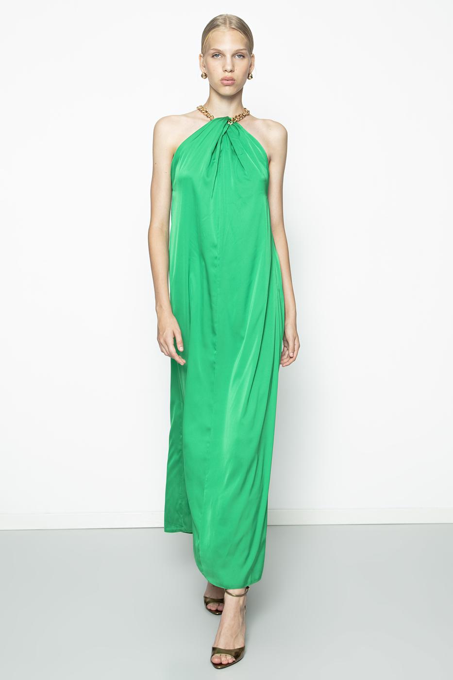 BSL Women Chain Detailed Satin Maxi Dress - Tlapacoyan