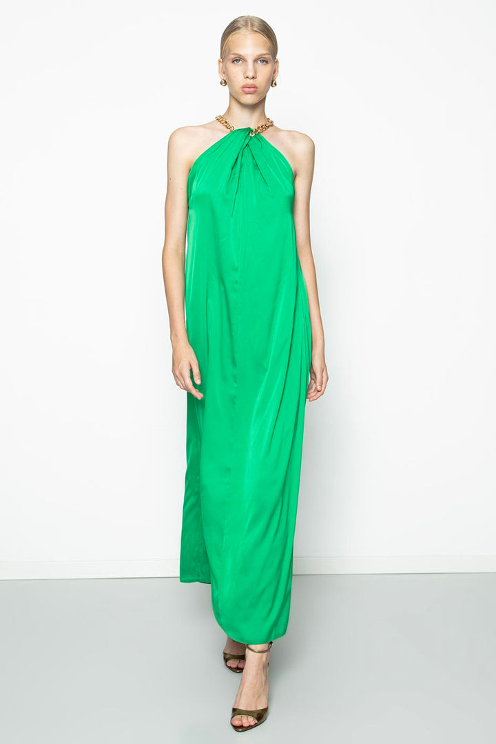 BSL Women Chain Detailed Satin Maxi Dress - Tlapacoyan