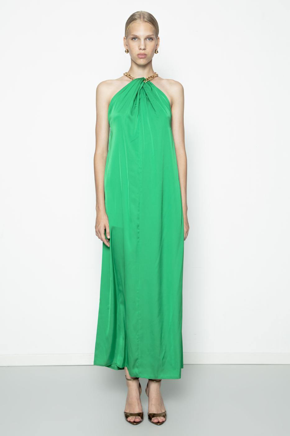 BSL Women Chain Detailed Satin Maxi Dress - Tlapacoyan