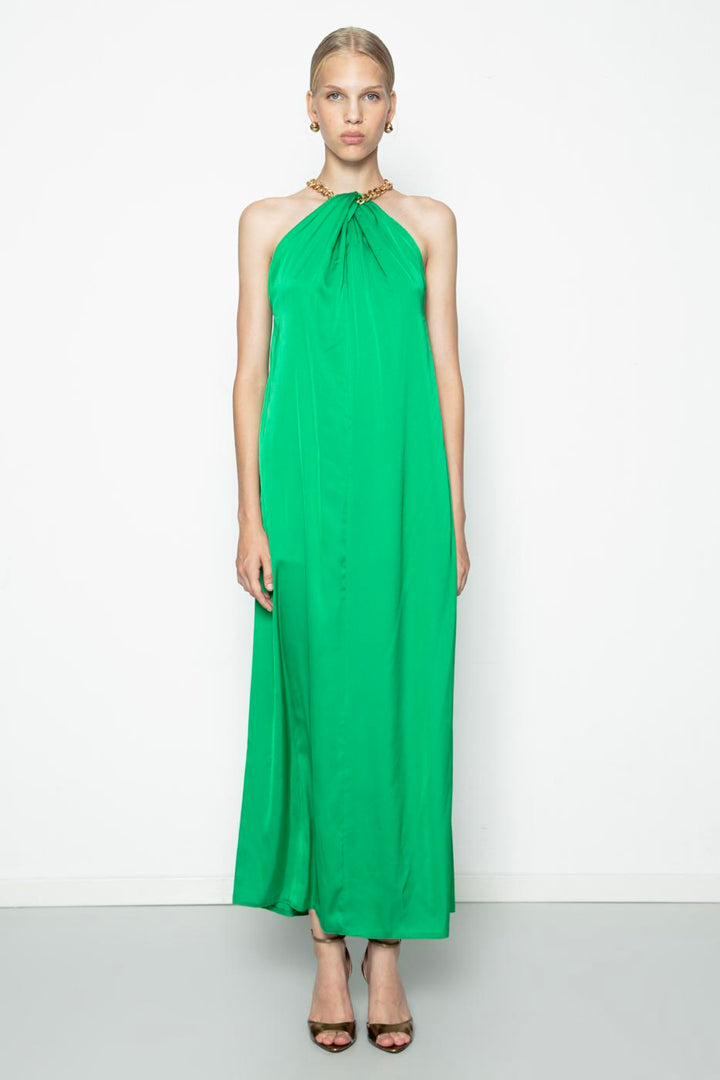 BSL Women Chain Detailed Satin Maxi Dress - Tlapacoyan