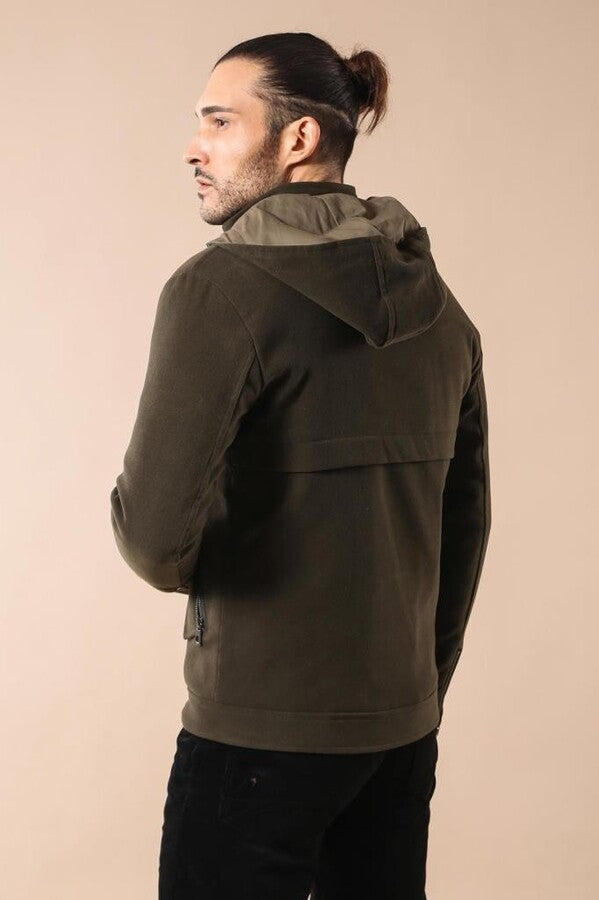 WSS Zippered Sleeve Hooded Green Coat  - Mineral de la Reforma