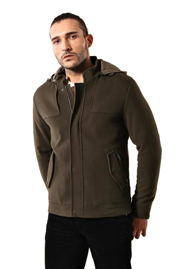 WSS Zippered Sleeve Hooded Green Coat  - Mineral de la Reforma