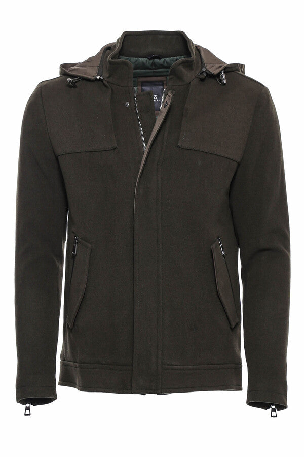 WSS Zippered Sleeve Hooded Green Coat  - Mineral de la Reforma