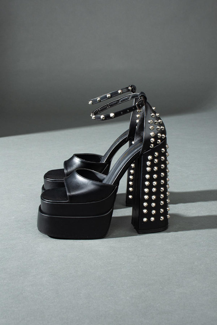 DSM Zoey Black Studded Platform Heels Women's High Heels - Villanueva y Geltrú