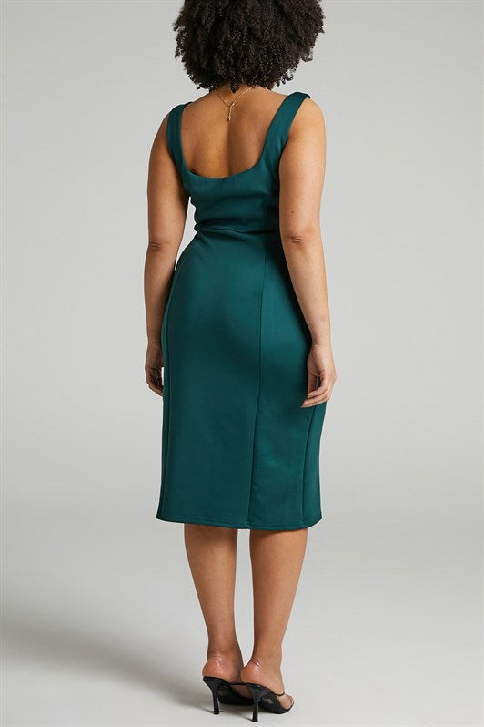 MDX Emerald Green Strappy Slit Detailed Midi Dress MG1423 - Mairena del Aljarafe