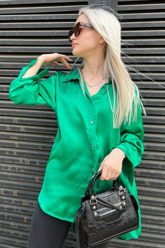 MDX Emerald Green Basic Women's Satin Shirt MG1326 - Christchurch