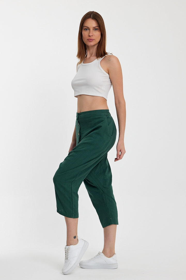 Maxi Boy Emerald Green Double Pocket Button Detailed Low Crotch Harem Pants BCVL-245326 - Santa Rosa