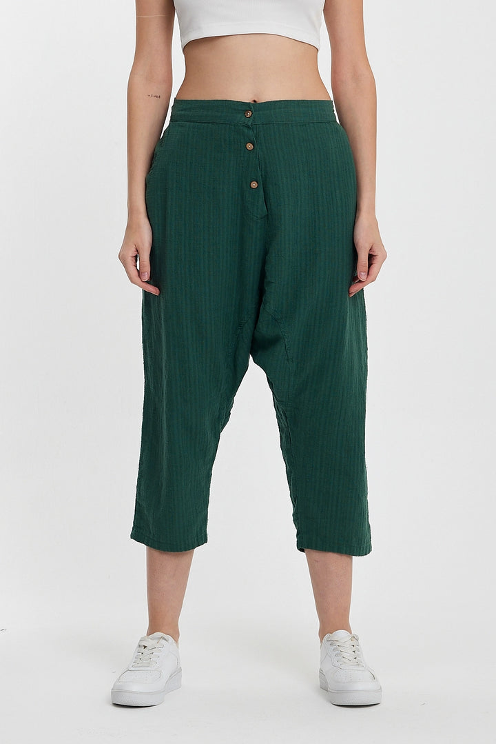 Maxi Boy Emerald Green Double Pocket Button Detailed Low Crotch Harem Pants BCVL-245326 - Santa Rosa