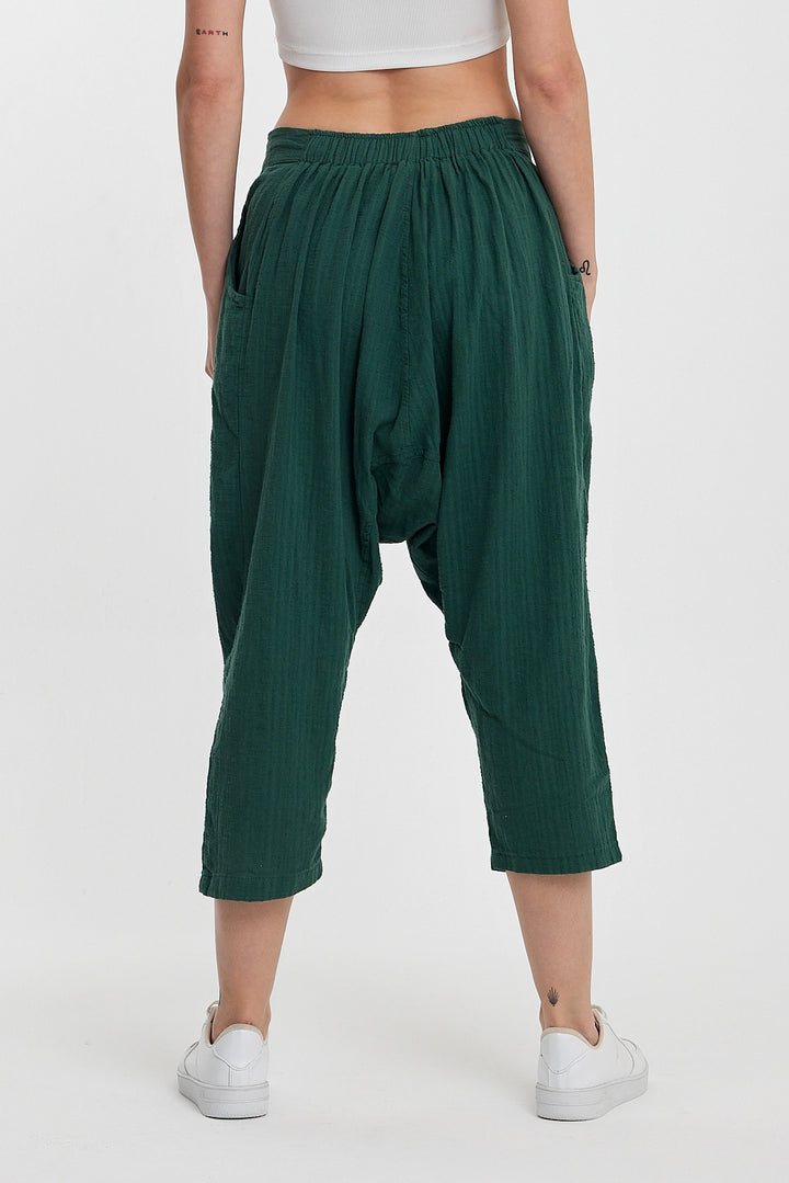 Maxi Boy Emerald Green Double Pocket Button Detailed Low Crotch Harem Pants BCVL-245326 - Santa Rosa