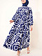 BNG 447 Patterned Hijab Dress Navy Blue - Nikolai
