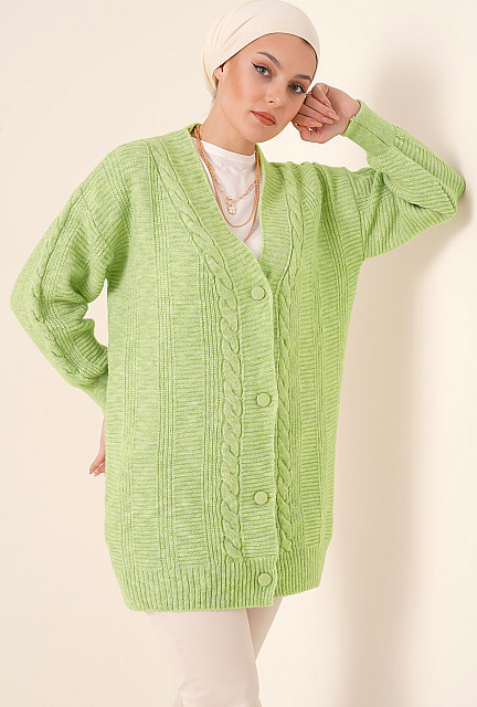 BGD  Hijab Knitwear Cardigan Green Women Knitwear - Eton