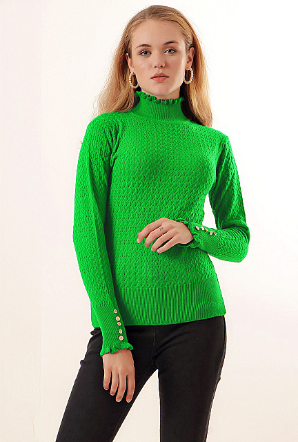 BGD 6 Button Turtleneck Sweater E.Green Women's Knitwear - Lake City
