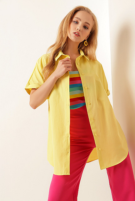 BGD  Oversize Short Sleeve Yellow Women's Shirt - Hampton Falls