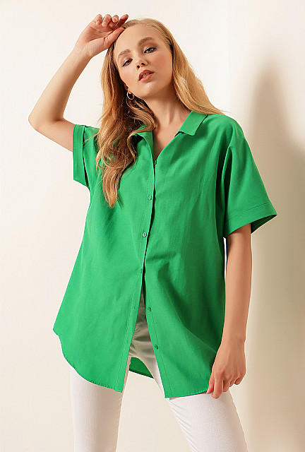 BGD  Oversize Short Sleeve Green Women's Shirt - Westwood