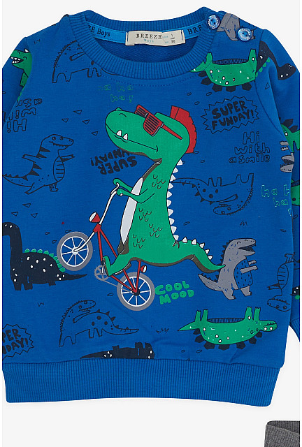BRE Baby Boy Tracksuit Set Dinosaur Printed Blue