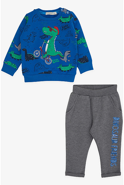 BRE Baby Boy Tracksuit Set Dinosaur Printed Blue