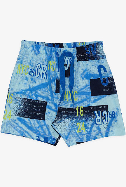 BRE Baby Boy Shorts Lace Accessory Text Printed Blue - Underwood-Petersville