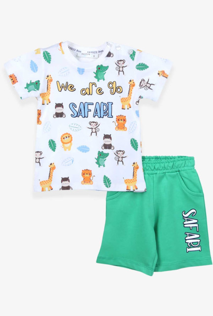 BRE Baby Boy Short Suit Safari Printed Ecru - Fort Greely
