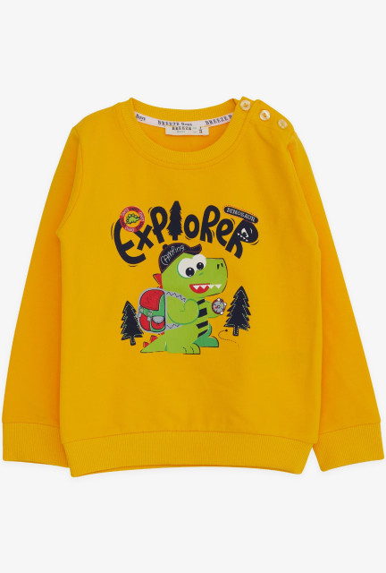 BRE Boy's Sweatshirt Camper Dinosaur Printed Yellow - Columbus