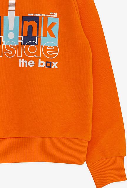 BRE Boy's Sweatshirt Text Printed Orange - Brooklyn Center