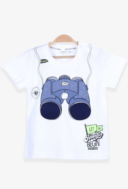 BRE Boy's T-Shirt Binoculars Printed Ecru - Klukwan