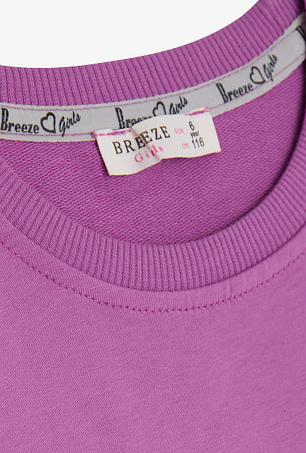 BRE Girl's Sweatshirt with Pearls and Stones and Lace Waist Purple - Brookeville