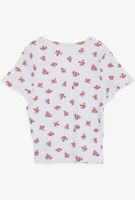 BRE Girl's T-Shirt Floral Pattern White - Pismo Beach
