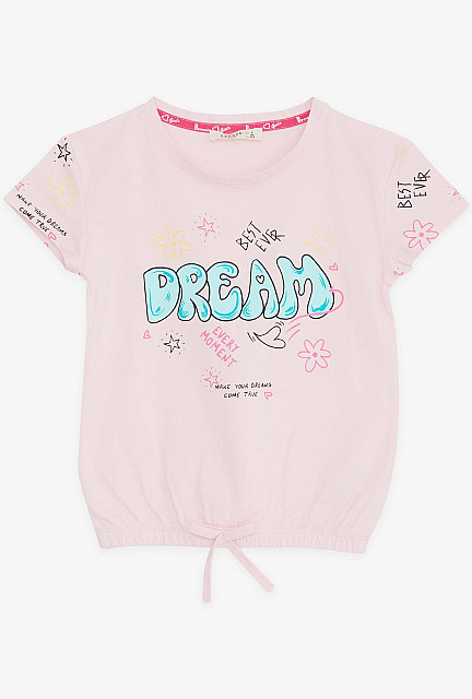 BRE Girl's T-Shirt Colorful Text Printed Dream Themed Pink - Enderlin