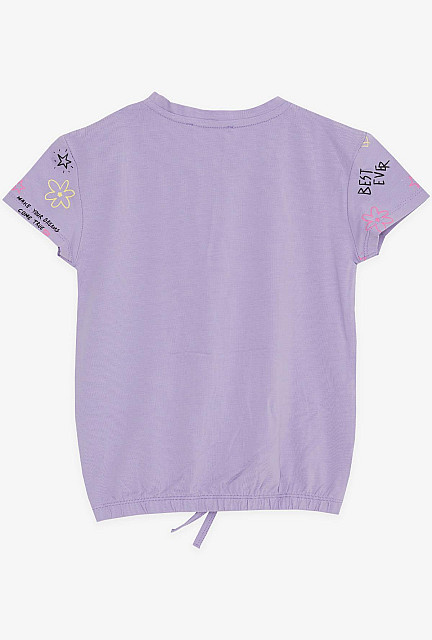 BRE Girl's T-Shirt Colorful Text Printed Dream Themed Lilac - Florien