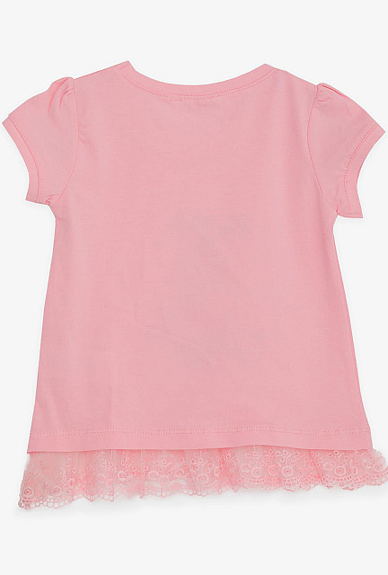 BRE Girl's T-Shirt Cute Girl Printed Pink with Laced Waist - Jonesboro