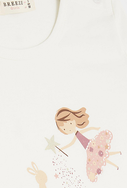 BRE Girl's Long Sleeve T-Shirt Happiness Themed Girl Printed Ecru - Dove Creek