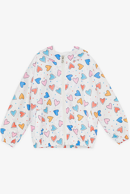 BRE Girl's Raincoat Colored Heart Pattern White - Lilly