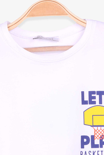 BRE Boy's T-Shirt Basketball Dinosaur Printed White - Bogart