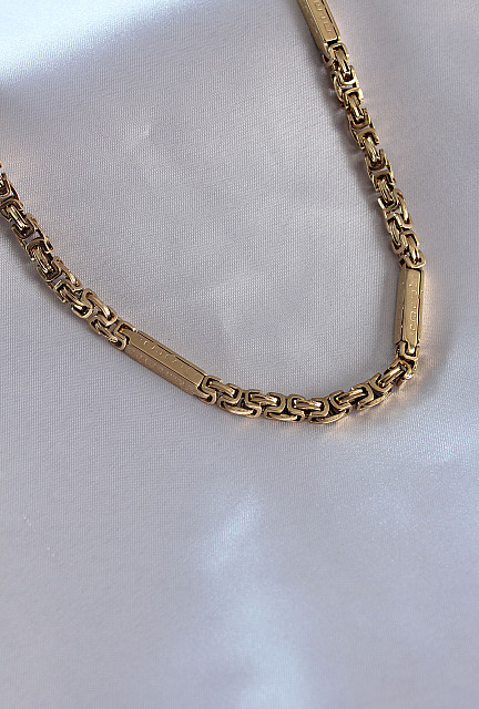EBJ 316L Steel Gold color King Chain Color Processing Detail Men's Necklace Gold - Hazlehurst