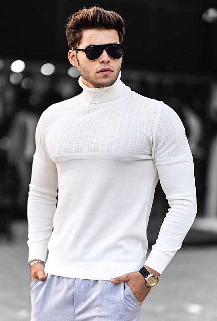 MDX Madmext Turtleneck Sweater White - East Hope