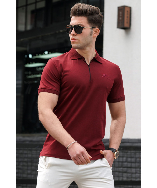 MDX Madmext Men Knitted Maroon Polo T-shirt Claret Red - Wholesale ...