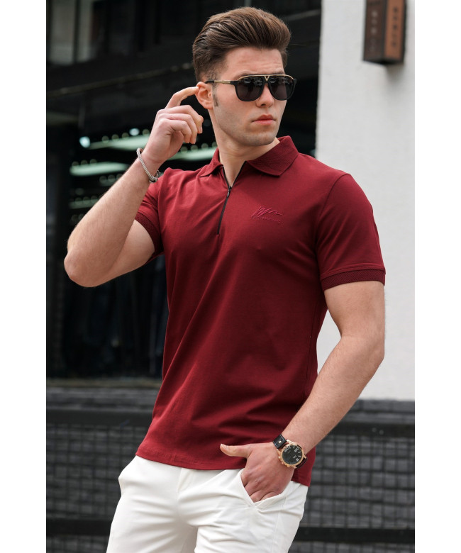MDX Madmext Men Knitted Maroon Polo T-shirt Claret Red - Wholesale ...