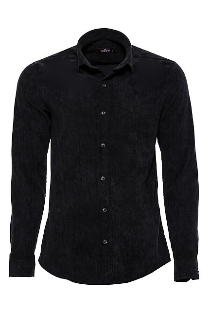 WSS Black Long Sleeves Velvet Men's Shirt