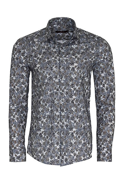 WSS Bloom Patterned Gray Slim Fit Shirt