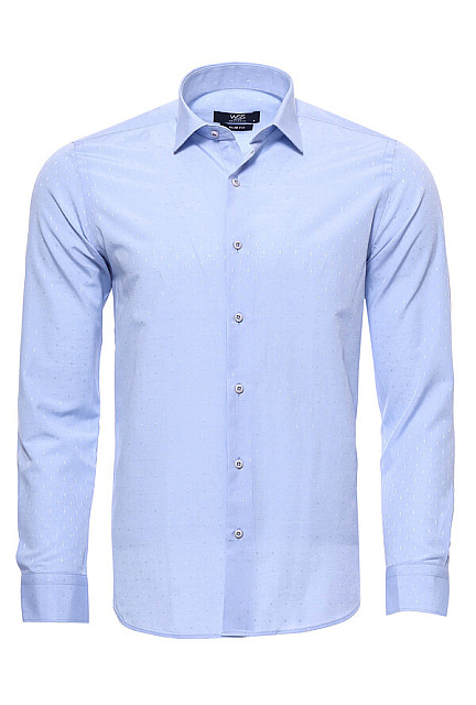 WSS Blue Patterned Slimfit Shirt